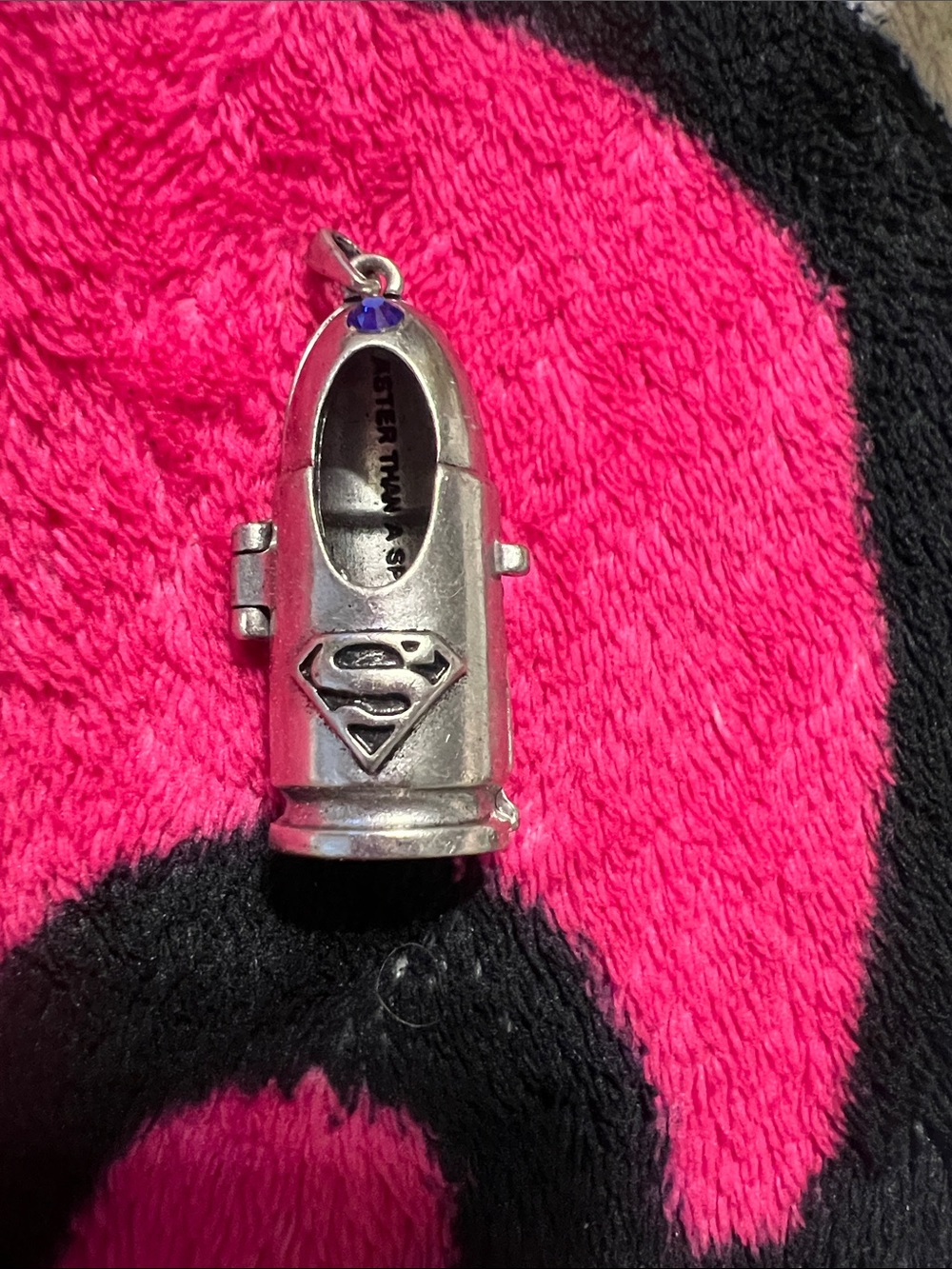 Superman Silver Rocket  Charm Pendant - Silver